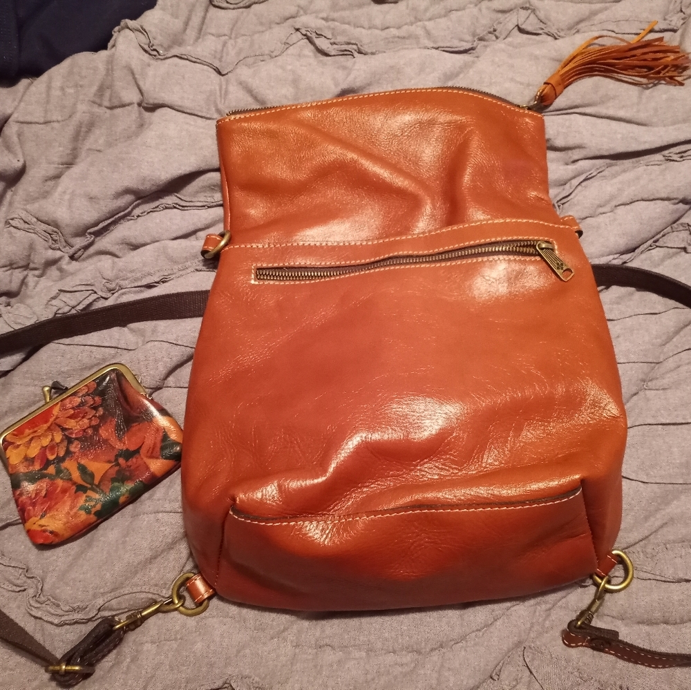 Patricia Nash Leather Backpack And Coin Purse Gem